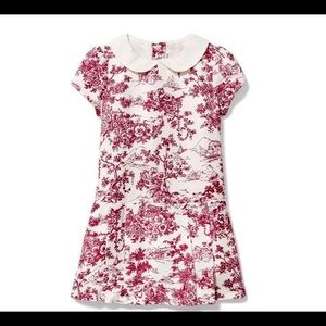 Janie and Jack Toile Dropwaist Dress, size 7 NWT. Burgundy & Ivory.